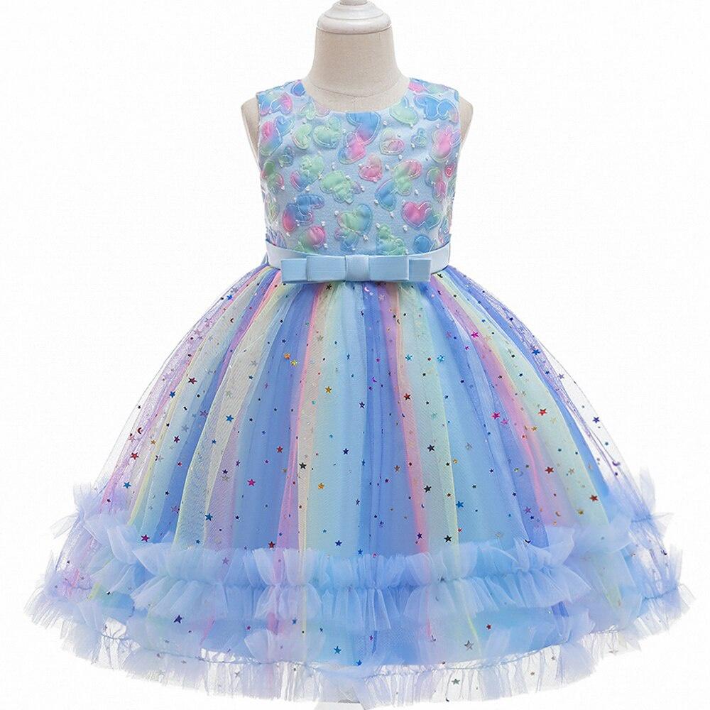 Блестящее платье принцессы из тюля для девочек 3-10 лет, вечернее платье с аппликацией в виде сердца с градиентом, весна 2025 г.