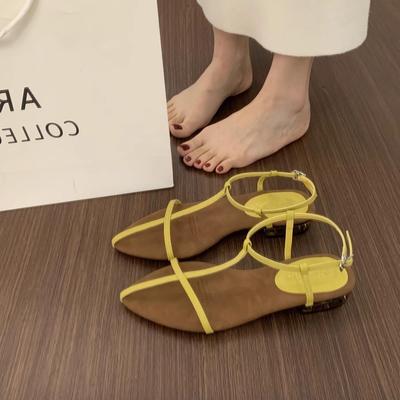 С юбкой фея ветер крест с босоножками с открытым носком женские летние не устают ноги маленький низкий каблук красивые римские туфли