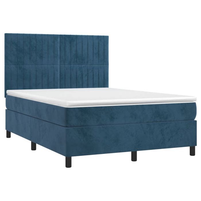 Maison Exclusive - Sommier à lattes de lit et matelas Bleu foncé 140x190cm Velours