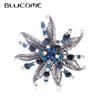 Vintage Silver Color Leaf Crystal Flower Brooch Women Girls Scarf Hats Accessories Gold Color Corsage Pins