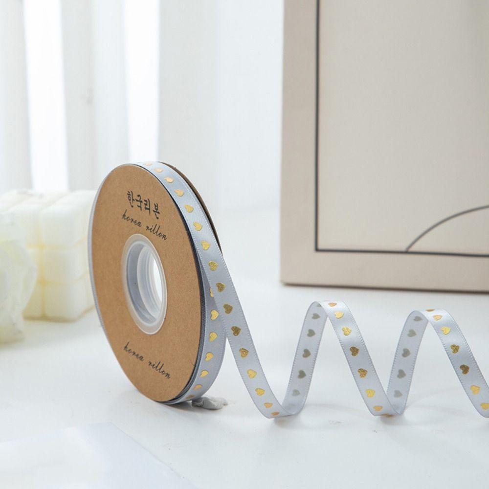 Classic Gold-stamped Heart Ribbons 1cm*30 meters Gift Packaging Ribbon  DIY