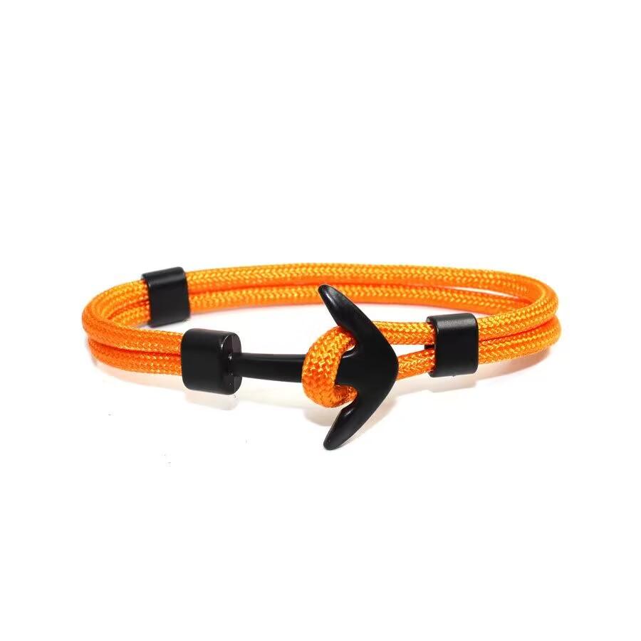 Мужской браслет, черный сплав, якорные браслеты, многослойная веревка, цепочка, паракорд, браслет для женщин и мужчин, украшения в морском стиле