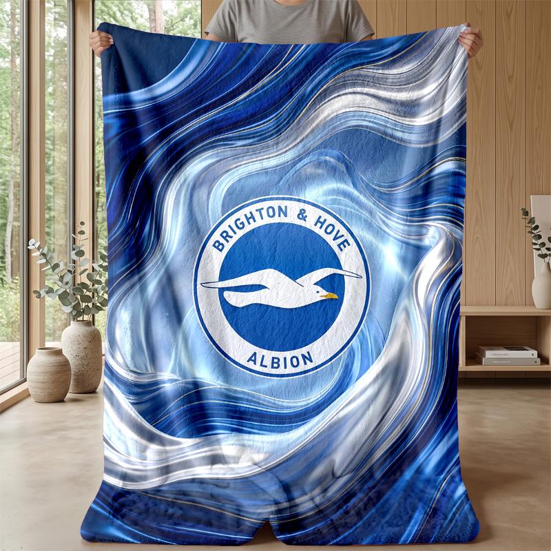 Brighton & Hove Albion Football Print Flannel Blanket, Soft Warm Lightweight Throw Blanket for Sofa Bed Camping