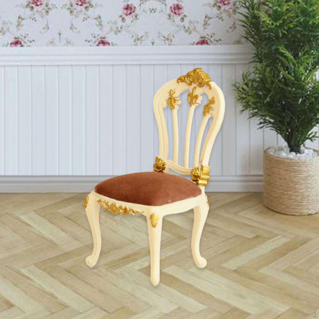 1/12 Scale Dollhouse Chair Decorative Model Decoration Artificial Mini Dining Miniature