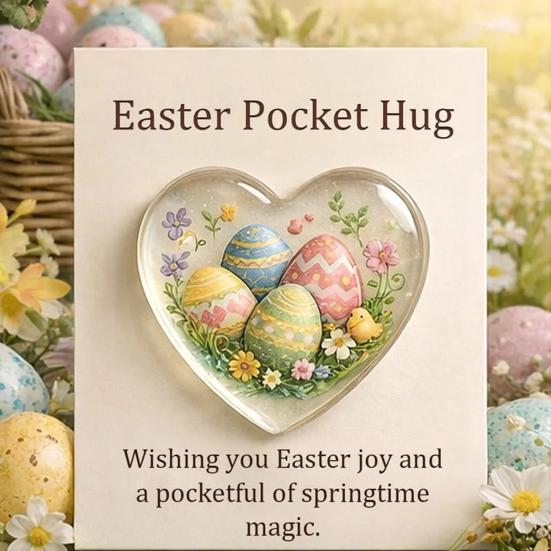 Пасхальный карманный обнимашка с поздравительной открыткой в форме сердца любви, кролик, яйцо, овечка, цветок, карманный обнимашка, жетон, памятный подарок для праздничной вечеринки