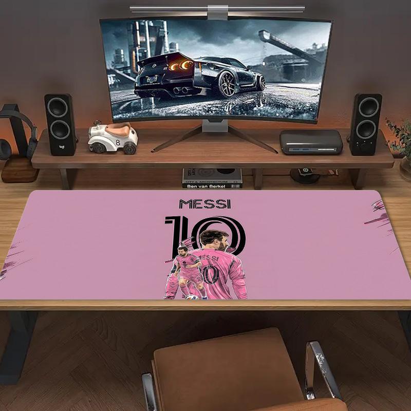 Messi Pink Jersey Color Mouse Pad Large Gaming Table Cushion Non-slip Laptop Tablet Big Mousepad XXL Mat Mini PC Playmat With Lock edge