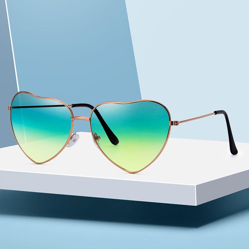 Fancy Dress UV 400 Outdoor Goggles Gradient Metal Frame Sun Glasses Heart Shaped Sunglasses