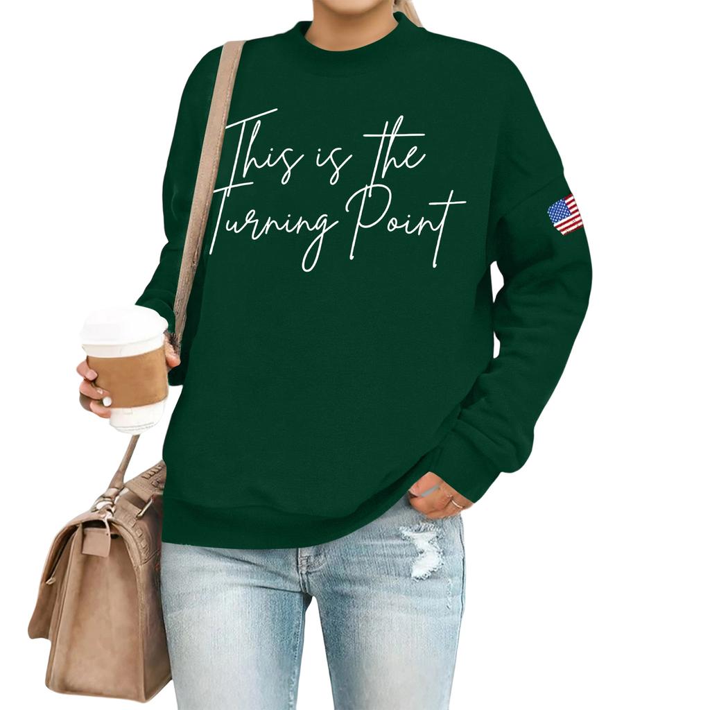 Women's Casual Fashion Round Neck Long Sleeve  Printed Sweatshirt
