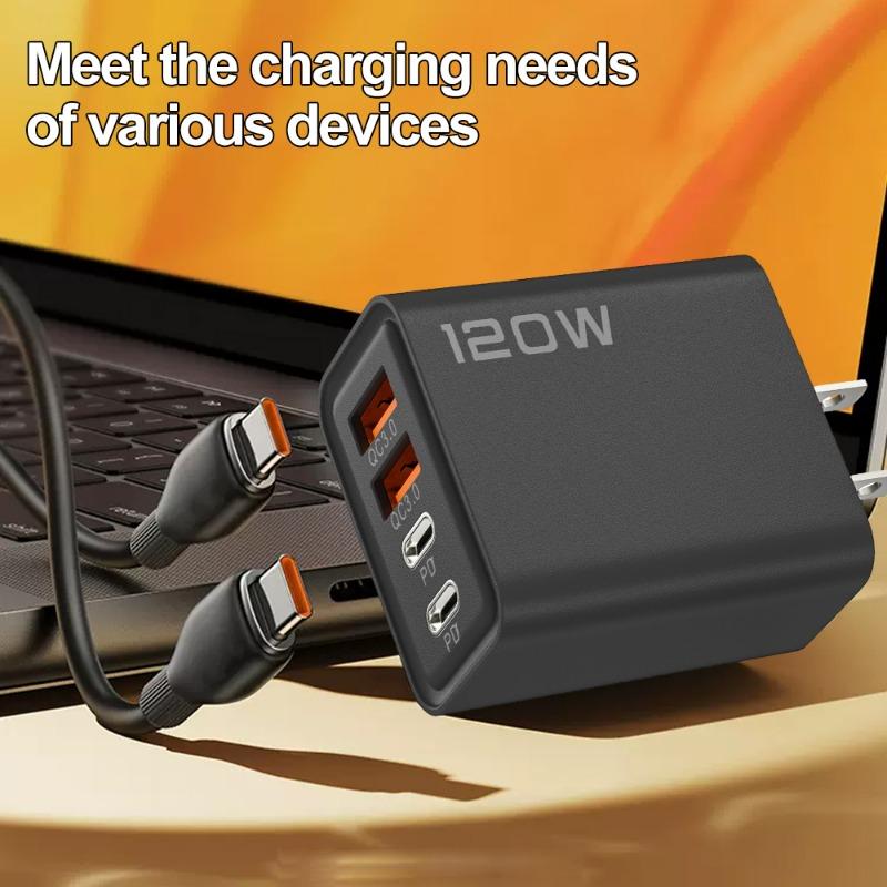 Быстрая зарядка PD 120 Вт USB Type C Двойной USB Typec Вилка EU/US/UK Адаптер Quick Charge 3.0 для Samsung IPhone Xiaomi Google Универсальный