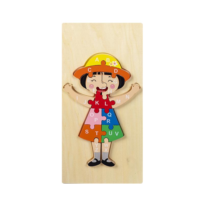 Kids Educational Wooden Animal Digital 3d Puzzle Early Learning Toy