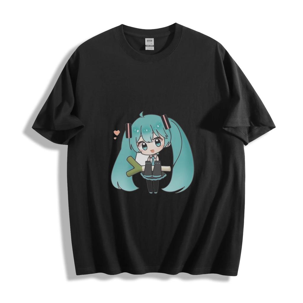 Футболка Hatsune Miku с объятиями лука-порея - Очаровательный аниме-шарм, унисекс