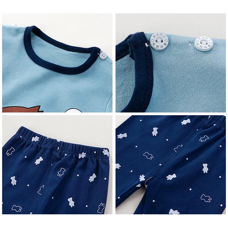 Зимняя детская футболка с длинным рукавом и круглым вырезом, комплект брюк, повседневный мешковатый костюм из 2 предметов, хлопковый наряд с мультяшным принтом