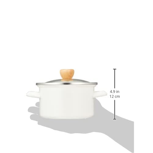 Pearl Metal Enamel 15cm Double-Handled Pot with Glass Lid, White, Induction Compatible, Cook Pot, Petit Cook, HB-1367