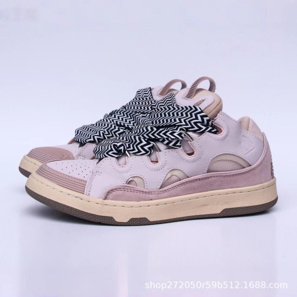 Men'S And Women'S Bread Shoes Leather Splicing LaceUp Curb Sports Break Shoes Dad Shoes