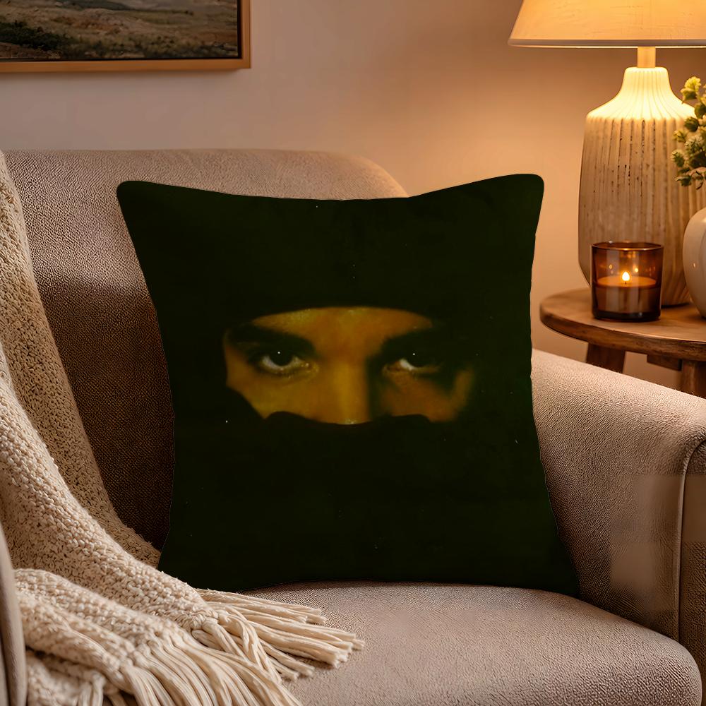 Hot Cool Singer DDrake Pillow Case Soft Plush Cushion Cover Double Print and Invisible Zipper for Sofa Home Car Use