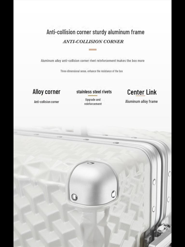 20-Inch Aluminum Frame Travel Suitcase - Stylish Password Box for Men & Women