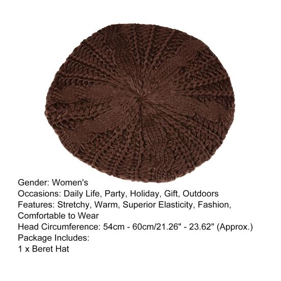Берет Высокоэластичный Удобный в Носке Удобный Женский Однотонный Вязаный Берет для Улицы
