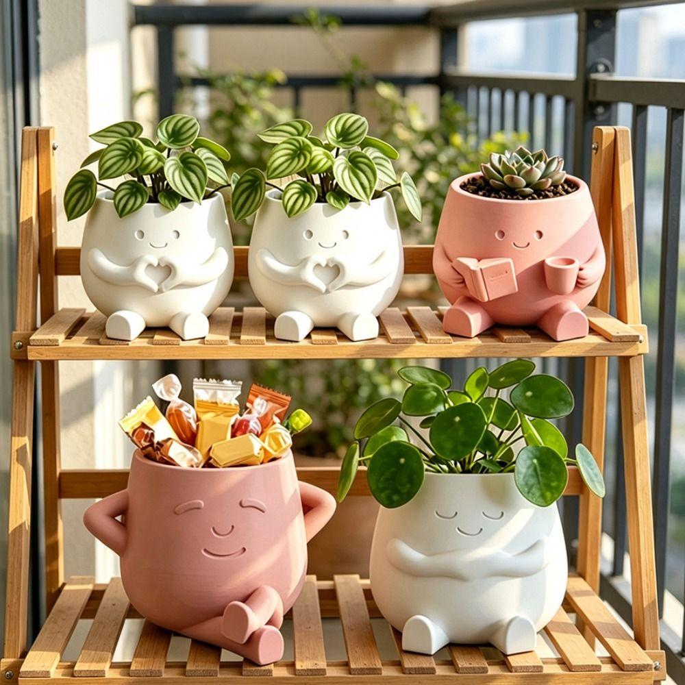 Stylish Design Plant Pot 3D Printed Flowerpot Novelty Desktop Decoration Indoor Use