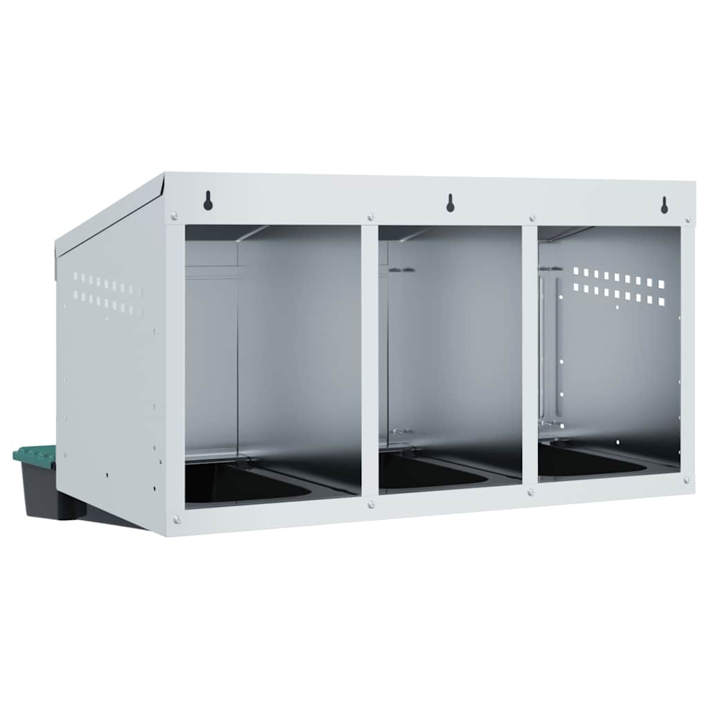 Chicken Nesting Box 3 Compartments Wall Mount Galvanized Steel