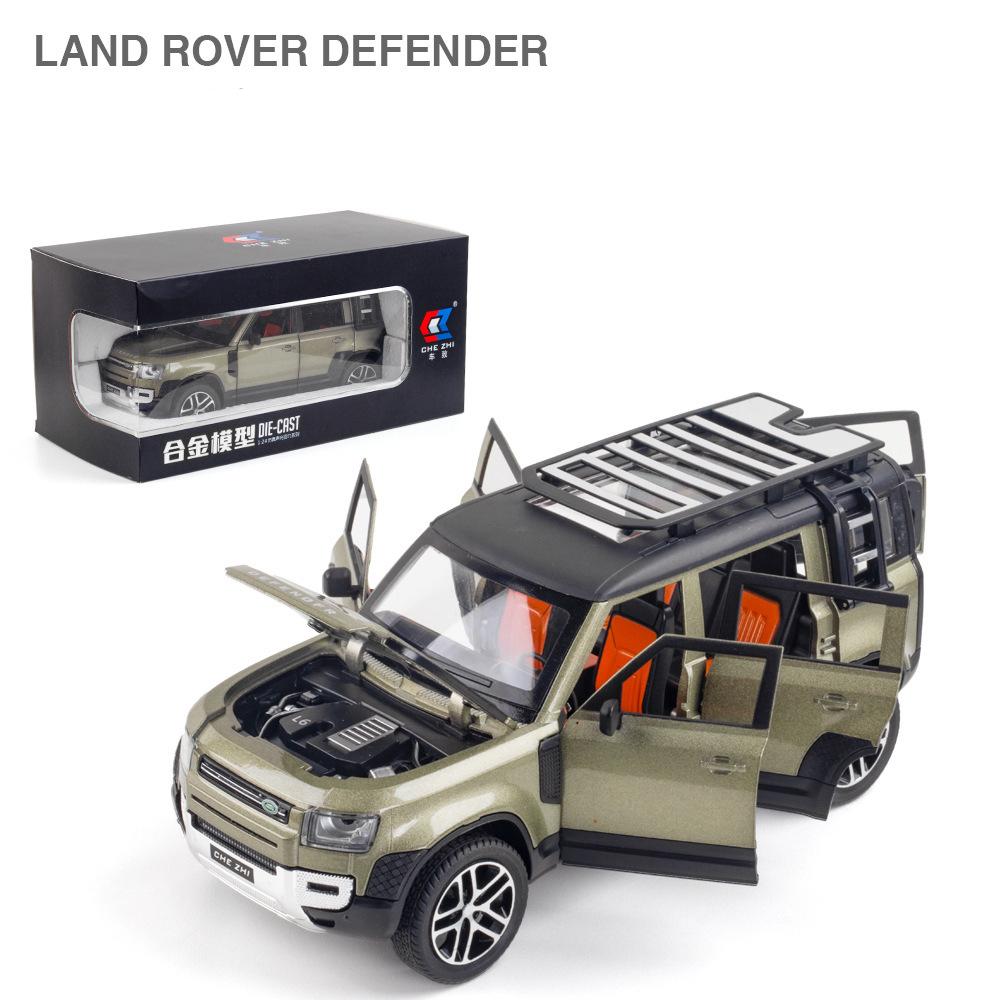 Масштаб 1/24 Land Rover Defender SUV, металлический литой под давлением игрушечный автомобиль из сплава, модель автомобиля со звуком и светом для мальчиков, детей, подарок, транспортные средства, коллекция хобби
