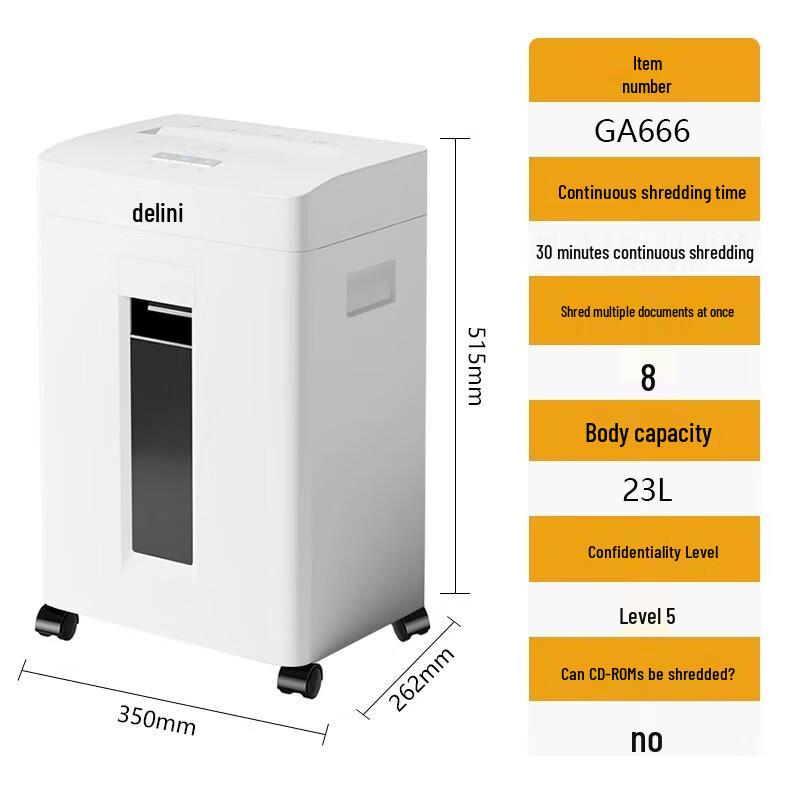 Deli GA666 Micro-Cut Office Paper Shredder CN plug (adapter included)