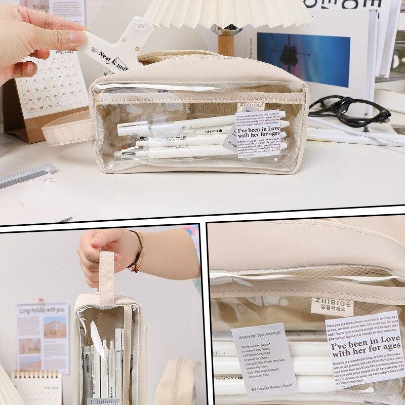 Свежий стиль, прозрачные сумки для карандашей, красивая сумка для ручек, водонепроницаемый держатель для канцелярских принадлежностей большой емкости, школьные/офисные принадлежности