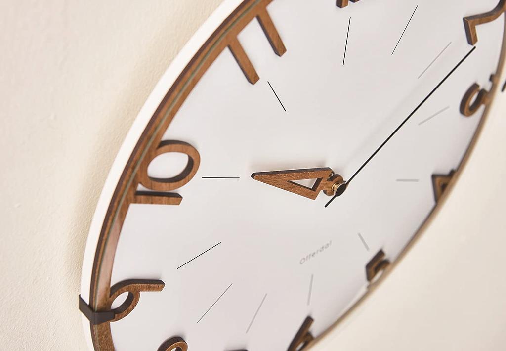 Interform настенные радиочасы Fisse белые светло-коричневые деревянные диаметр 30 см x глубина CL-3707 5,5 см