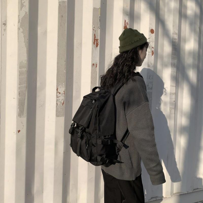 Schoolbag female Korean version high school Harajuku ulzzang college student versatile ins backpack large capacity dark backpack male