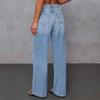 Women's Wide Leg Jeans Casual Highwaist Straight Denim Pants With Pockets