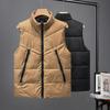 Men Waistcoat Stand Collar Sleeveless Zipper Placket Vest Coat with Pockets Solid Color Thickened