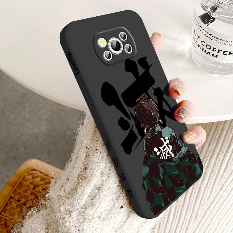 Demon Slayer Cute For POCO M5S M4 M3 C55 C50 C40 C3 X5 X4 X3 X2 F5 F4 F3 Pro GT NFC Liquid Left Rope Phone Case