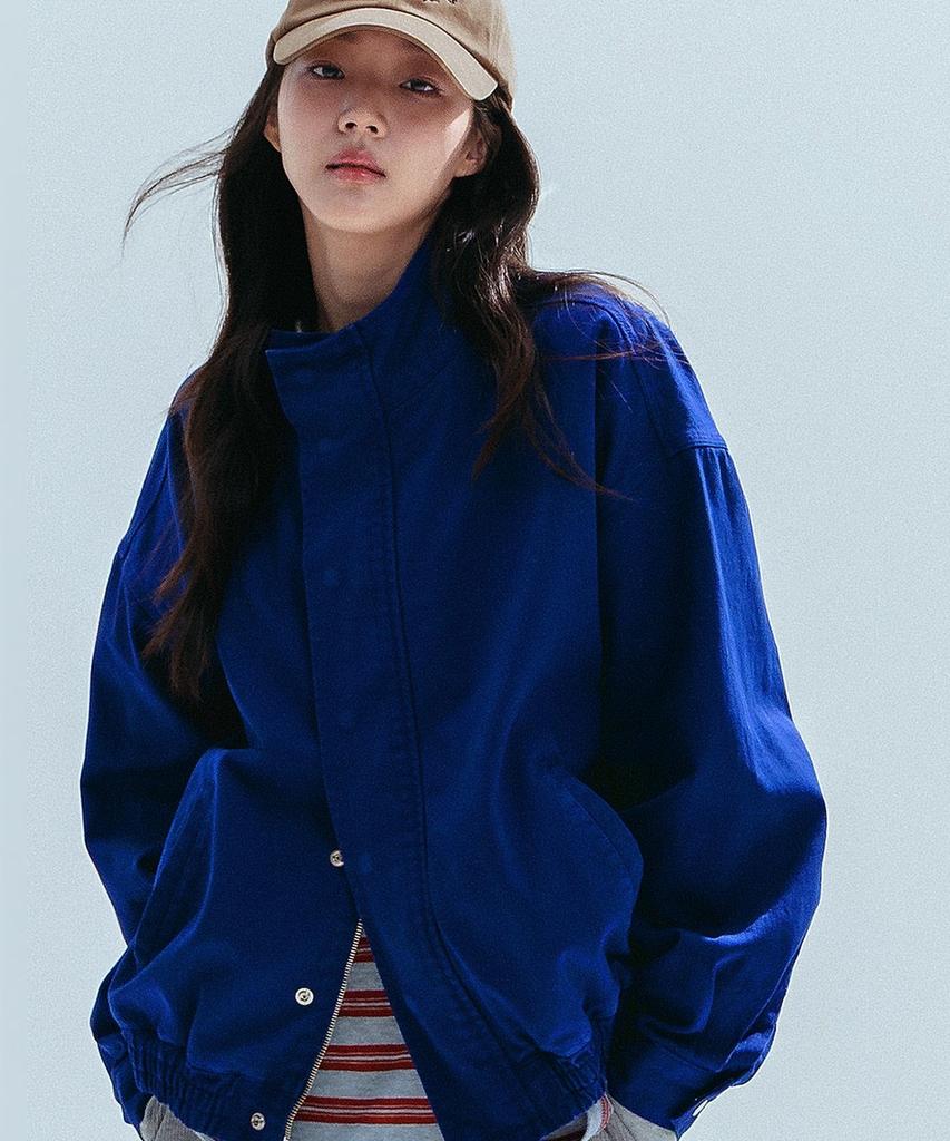ANNEHEARTS Washed High Neck Jacket_Blue