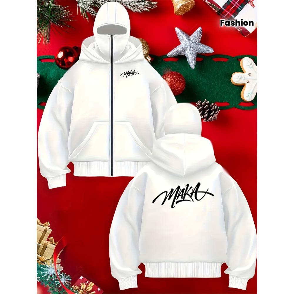 Spring and Autumn Neutral Fashion Trendy Hooded High Street Zipper Lined Sweatshirt Double Hat