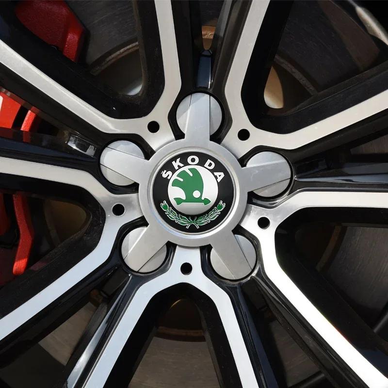 pcs 56mm Car wheel hub cover badge stickers For Skoda Octavia Fabia Kamiq Kapoq Kodiaq Rapid SCALA Superb VRS Car Accessories