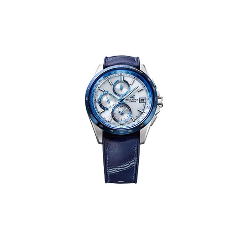 Casio Серия OCEANUS - многофункциональный циферблат-диск, кварцевый механизм, кожаный ремешок, японские и корейские часы, мужские часы, синие OCW-T2600ALB-2AJR