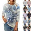 Women's Fashion Casual Round Neck 3/4 Sleeve Loose Printed T-Shirt Ladies Top
