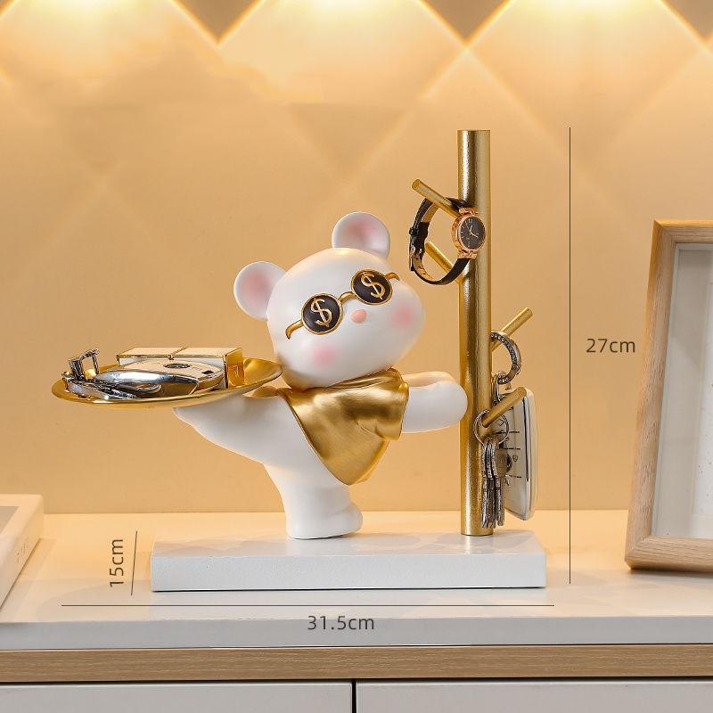 NEW Lucky Cat Statue Room Decor Cosmetic Storage Tray Nordic Home Decor Living Room Table Decoration Snacks Storage Decoration