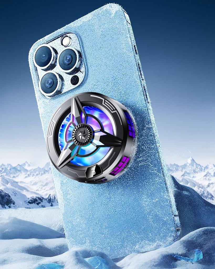 Магнитный кулер для мобильного телефона с бесшумным двухъядерным полупроводником для киберспорта и игрового стриминга. Включает конструкцию без льда и VGA-кабель.