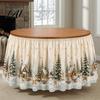 Festive Table Decor for Winter Events Christmas Skirt 70.9×29.5 Inch Round Cloth Vintage Snowy Snowman Decorations Scene Gnome Print Cover