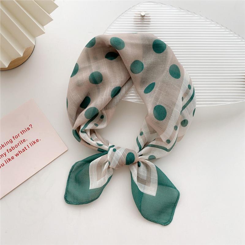 58cm Cotton Linen Women's Scarf Fashion Print for Hair and Neck Square Design