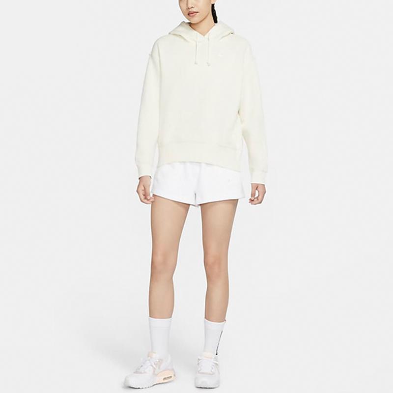 Nike Флисовый повседневный спортивный пуловер с капюшоном для женщин, топы кремового цвета CZ2591-113