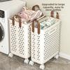 1pcs Folding Basket Multi-Functional Household Large Capacity with Wheels Dirty Clothes Basket Star Hollow Bathroom Storage