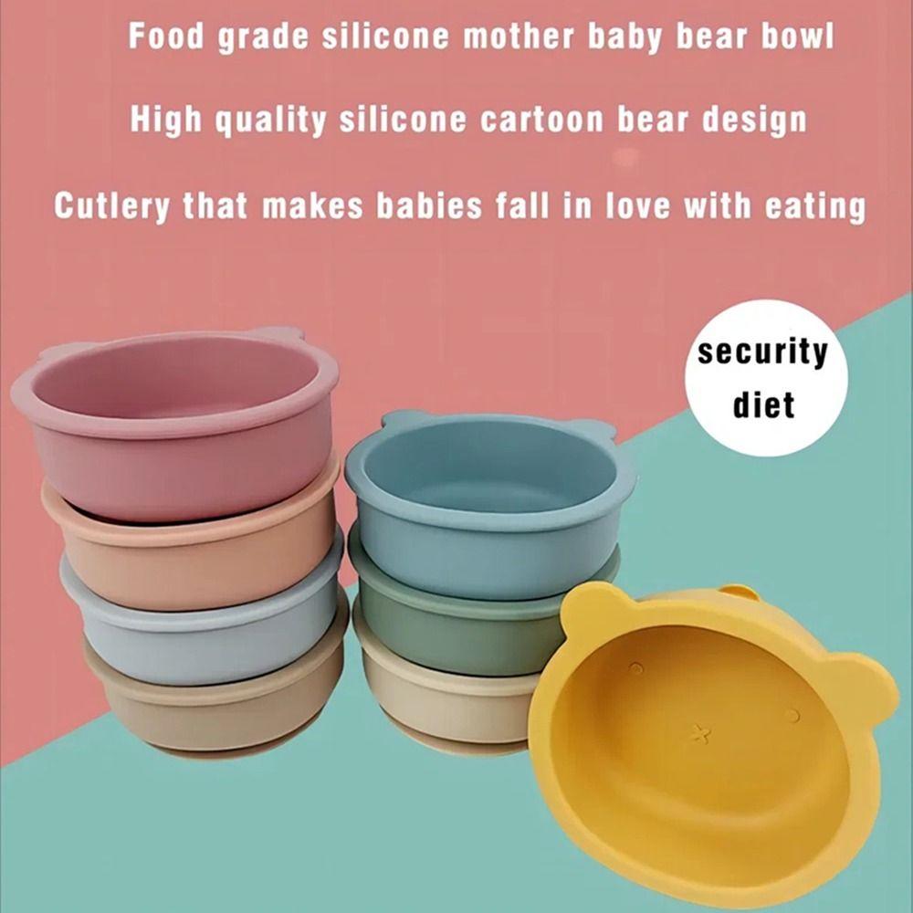 Flexible Feeding Tableware Portable Feeding Bowl Set Non-Slip Baby Bowls with Spoon Kids