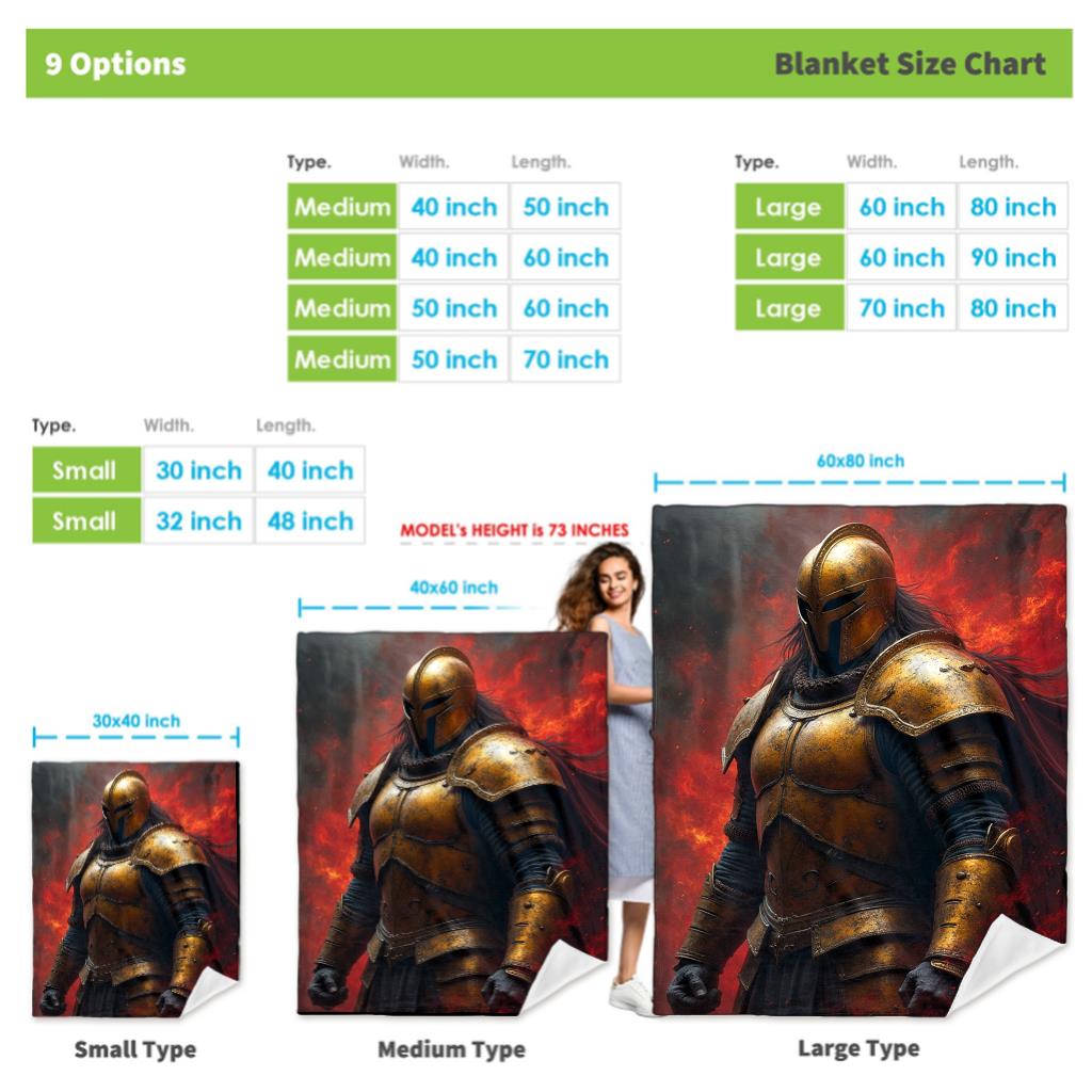 Mythical Warrior Flame Pattern Flannel printed blanket suitable for all seasons suitable for living room office sofa and travel