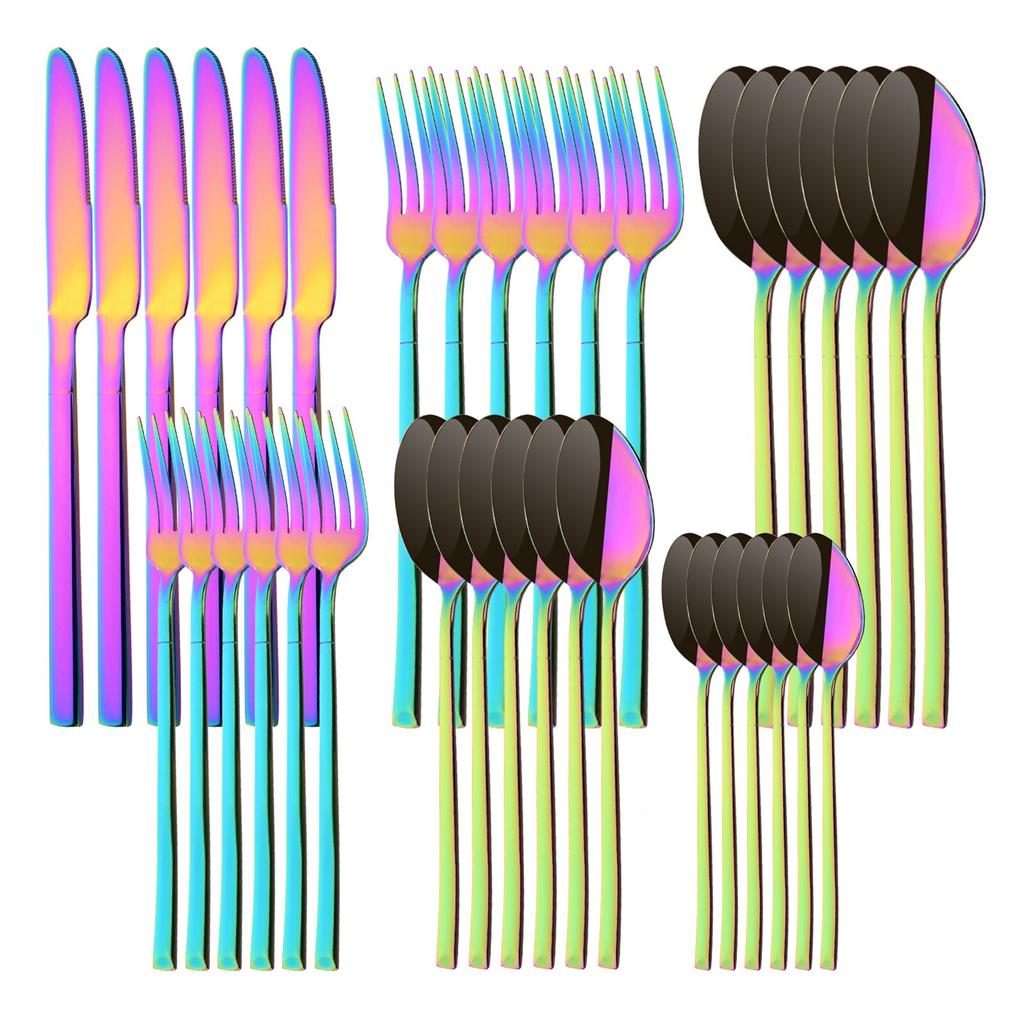 36 шт./6 компл., набор столовых приборов мятного золота, зеркало, столовые приборы из нержавеющей стали, нож, десертная вилка, чайная ложка, столовая посуда, кухонная посуда для ресторана