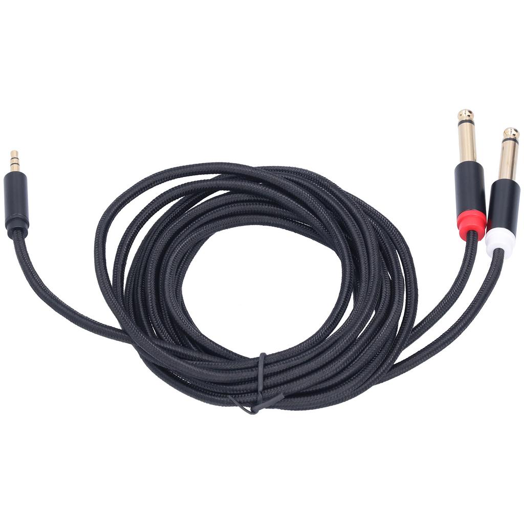 3683 Adapter Cable Cotton Woven Mesh 3.5mm Male to Dual 6.35mm Audio Tuning Speaker Adapter Cable3m 9.8ft
