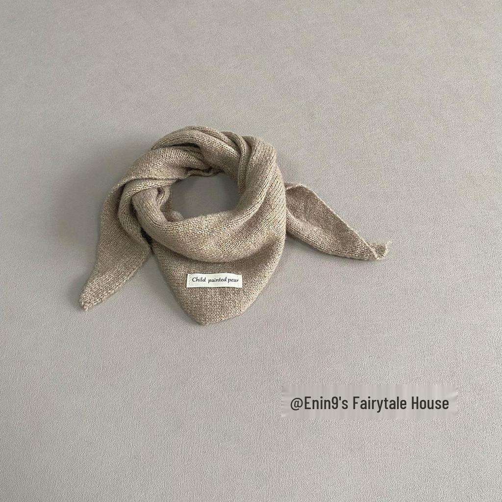 Унисекс Вязаный Шерстяной Шарф для Детей - Теплый, Ветрозащитный, Дизайн в виде Перекрещенного Треугольника для Осени и Зимы