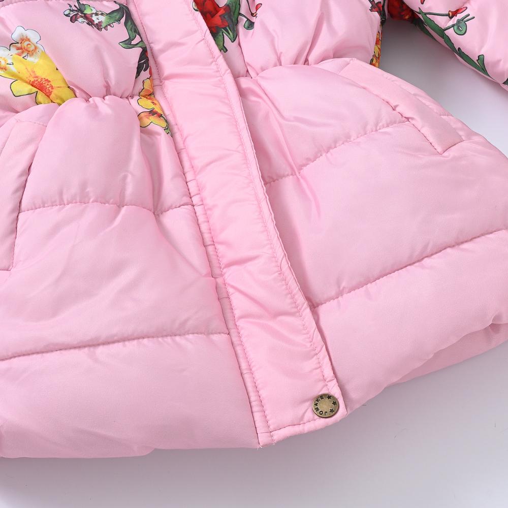 Children Cotton Coats Girls Winter Jacket Thickened Hooded Overcoat Warm Fashion Casual Printed Kids Cotton-padded Clothes