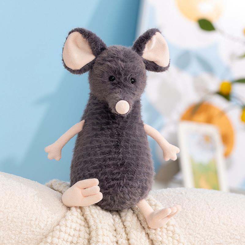 1 шт. Каваи 25 см грустная мышь плюшевые игрушки плюшевая серая мышь с аксессуарами милая кукла носит шляпу сумку очки подарок на день рождения для детей