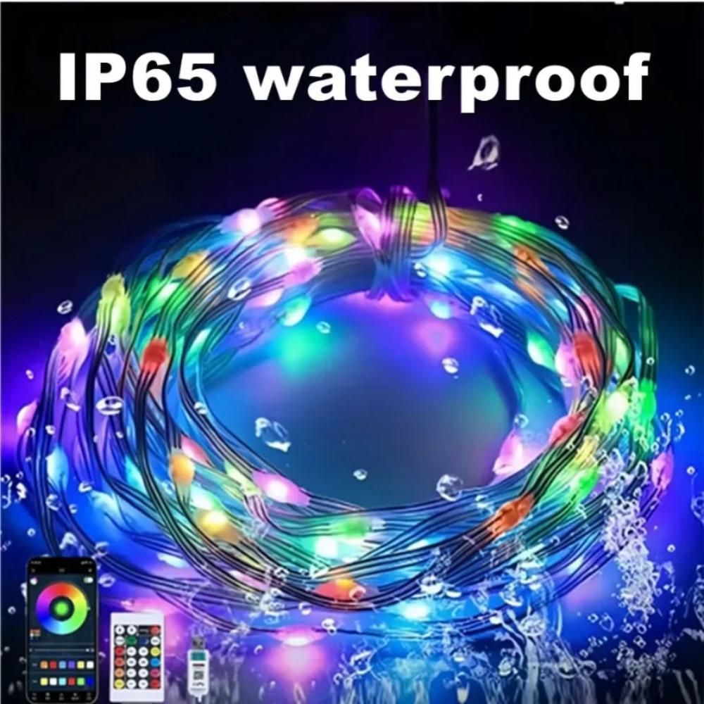 Светодиодная гирлянда Bluetooth USB WS2812B Dreamcolor RGBIC DIY для вечеринки, фестиваля, украшения елки, свадебного декора, гирлянда-лампа